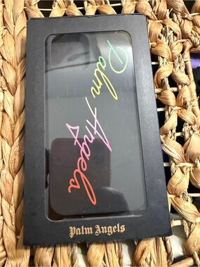 Palm Angels Black Phone 12 Pro Max Case with Multicolor Logo